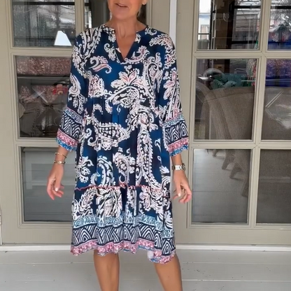Viloura V-Neck Floral Print Dress