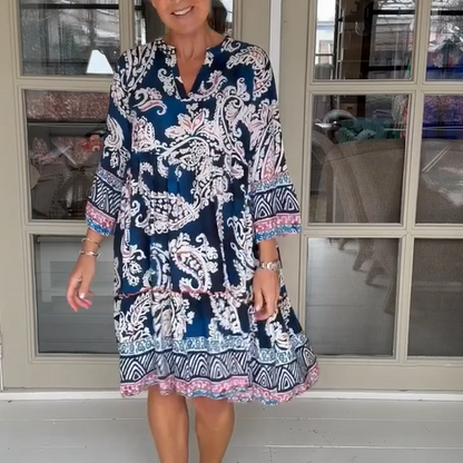 Viloura V-Neck Floral Print Dress