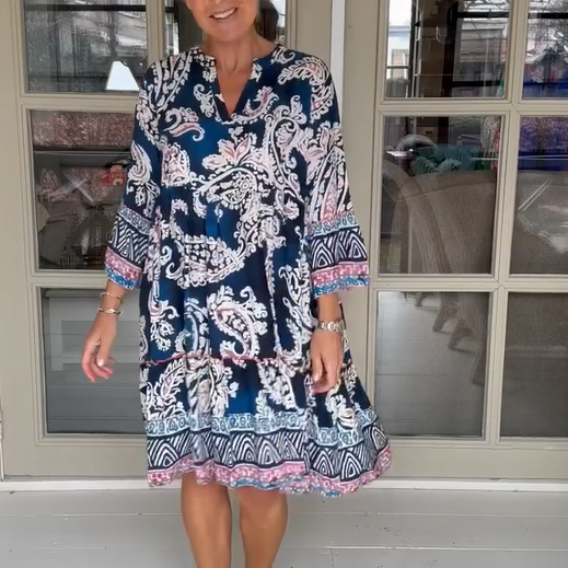 Viloura V-Neck Floral Print Dress