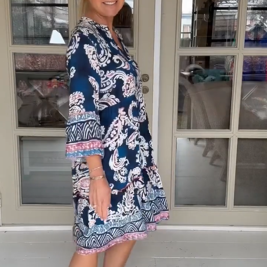 Viloura V-Neck Floral Print Dress