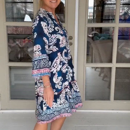 Viloura V-Neck Floral Print Dress