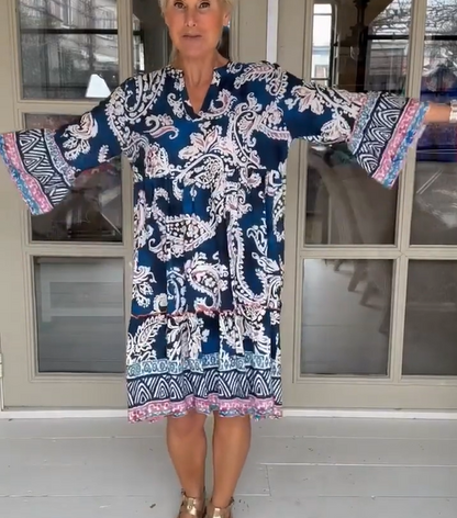 Viloura V-Neck Floral Print Dress