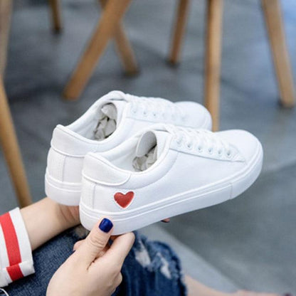 White Sneakers  with Heart shape