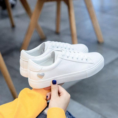 White Sneakers  with Heart shape