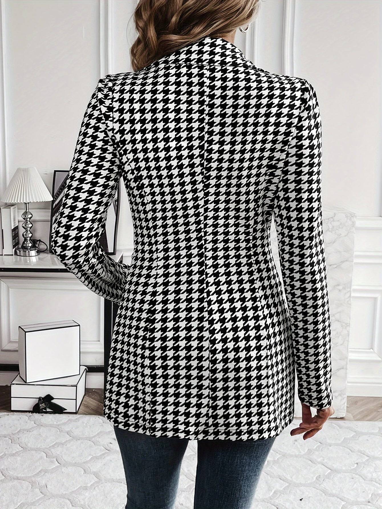 Yalda - Elegante dames blazer met Pied-De-Poule print en knoopsluiting